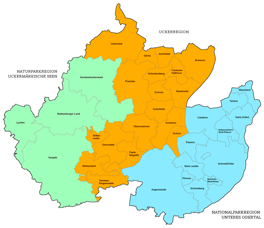 Karte der Regionen Uckermark