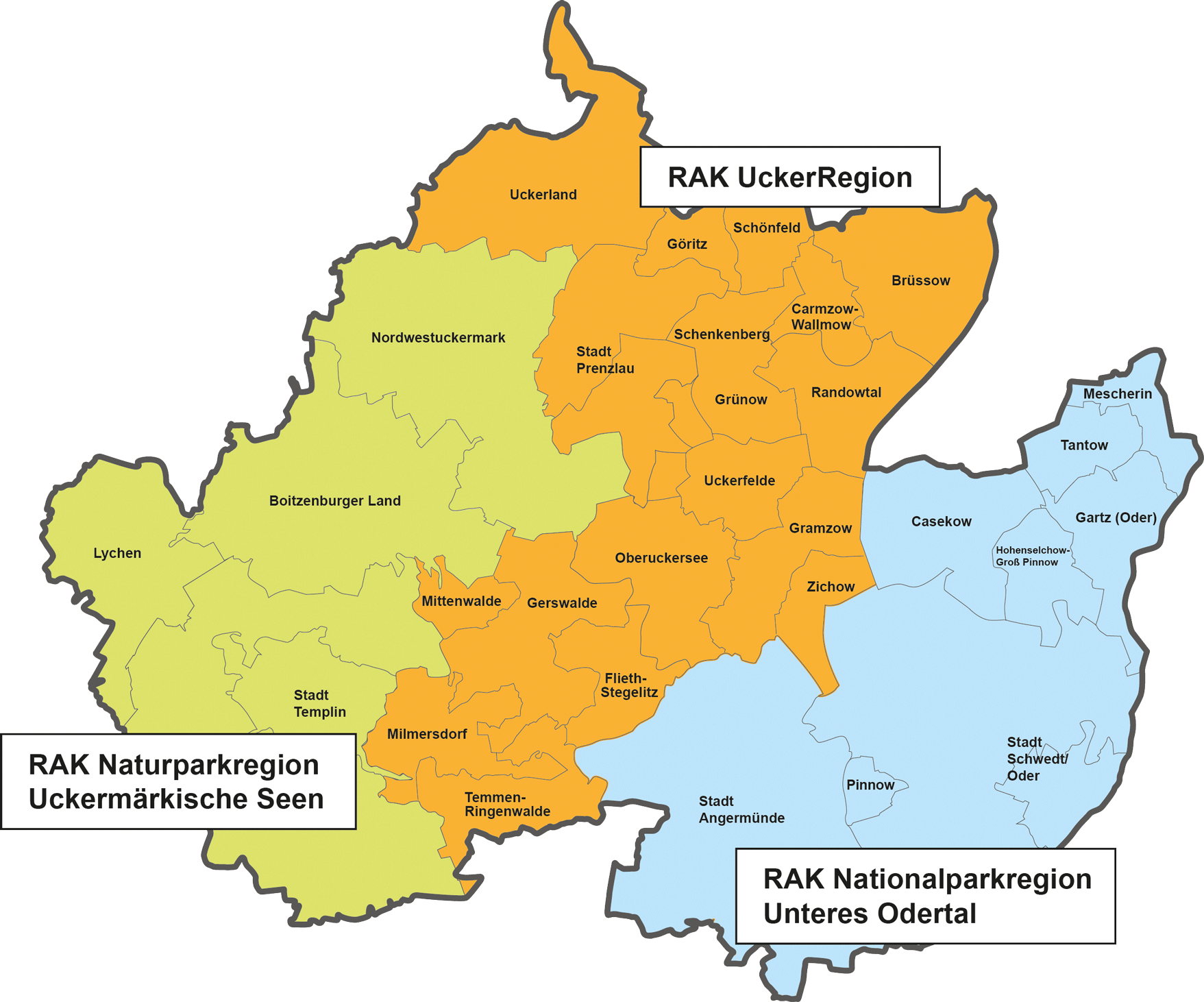 Karte der Regionen Uckermark